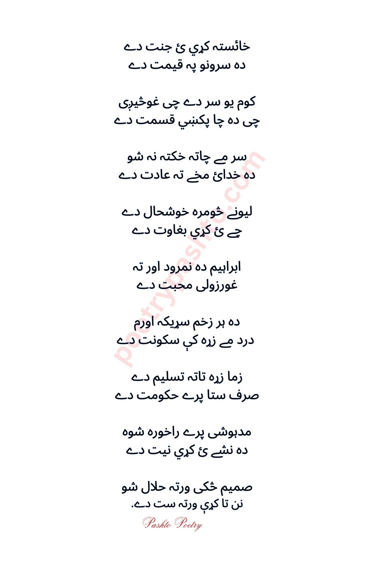 beautiful Poetry in Pashto - Khaista Kare e Jannat Di